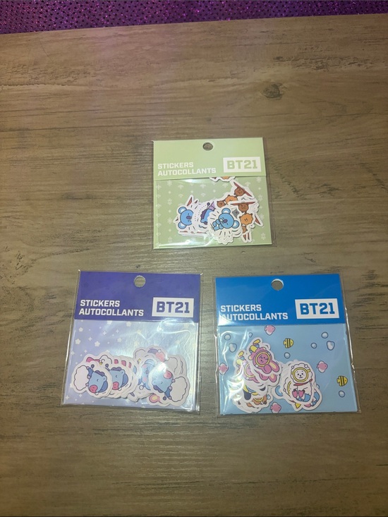 bt21 Other - 🆕👜🏝️🎉BT21 Official Character Sticker Pack Bundle Set of 3 NWT BTS K-Pop Cute Sta